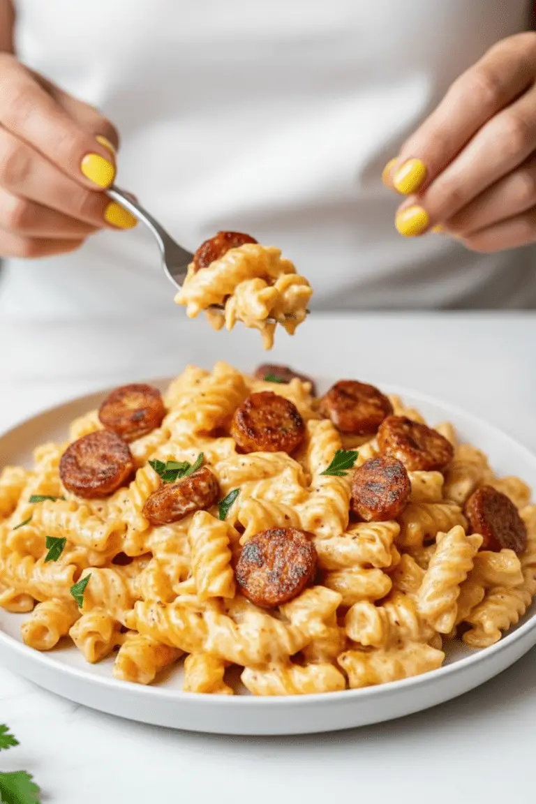 One Pot Creamy Cajun Sausage Pasta (30-Minutes)