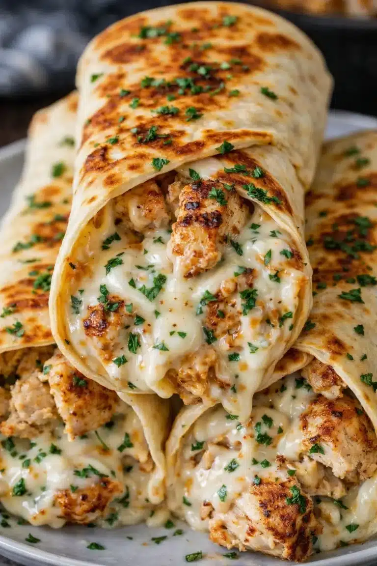 Cheesy Garlic Chicken Wraps