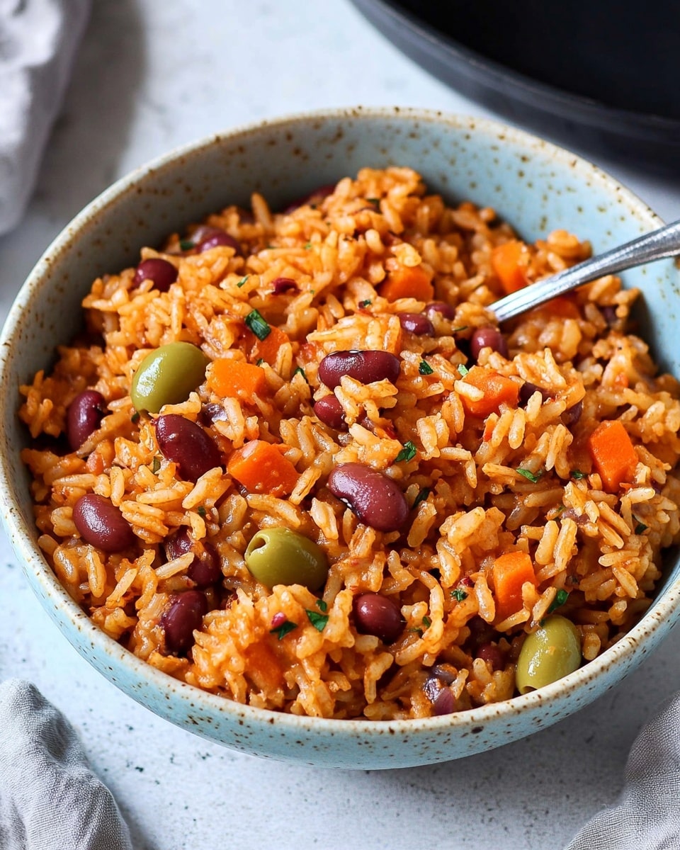 Spanish Rice and Beans with Red Bell Pepper and Olives Recipe - Recipe Image