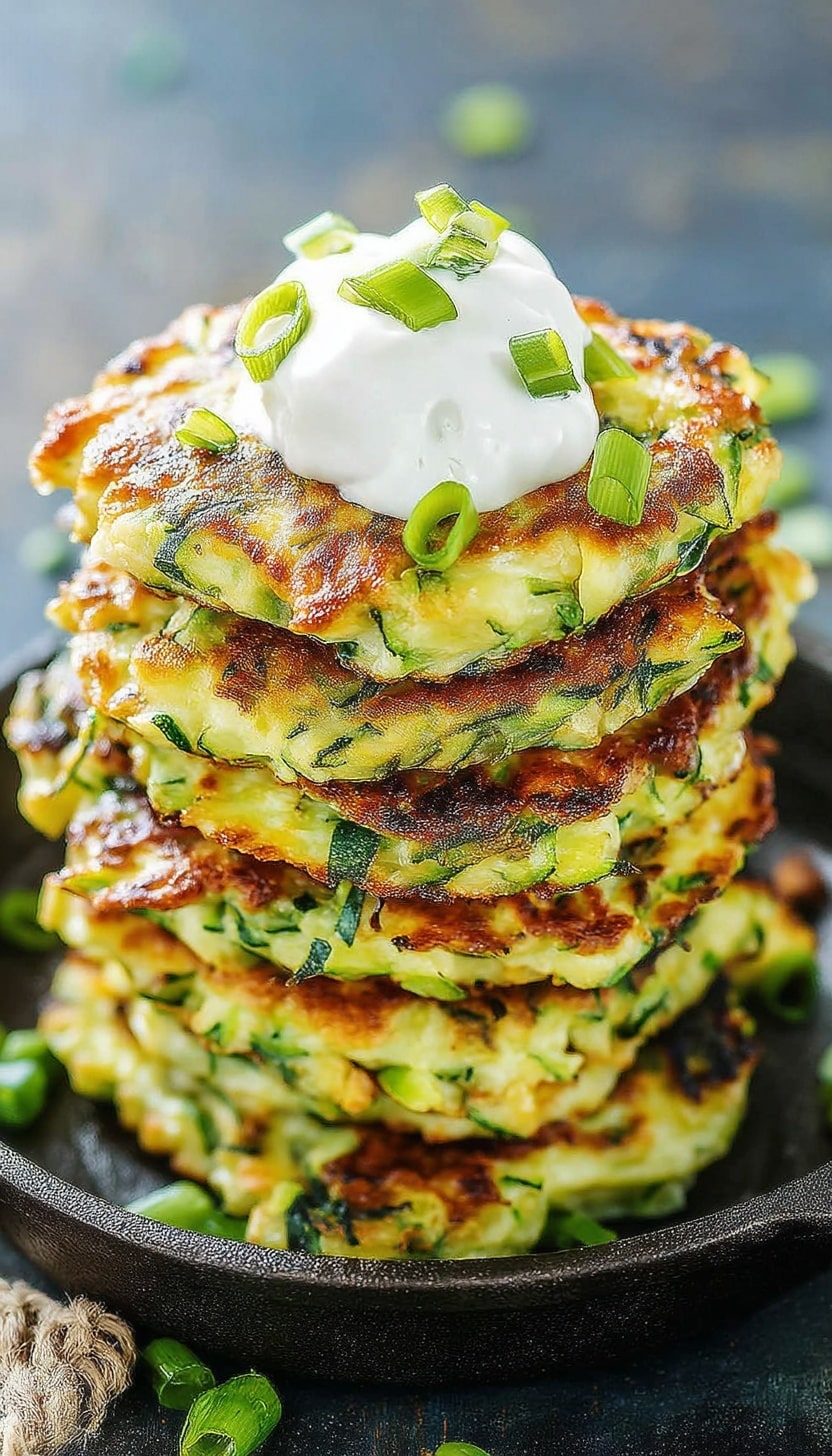 Crispy Zucchini Fritters with Green Onions Recipe - Recipe Image