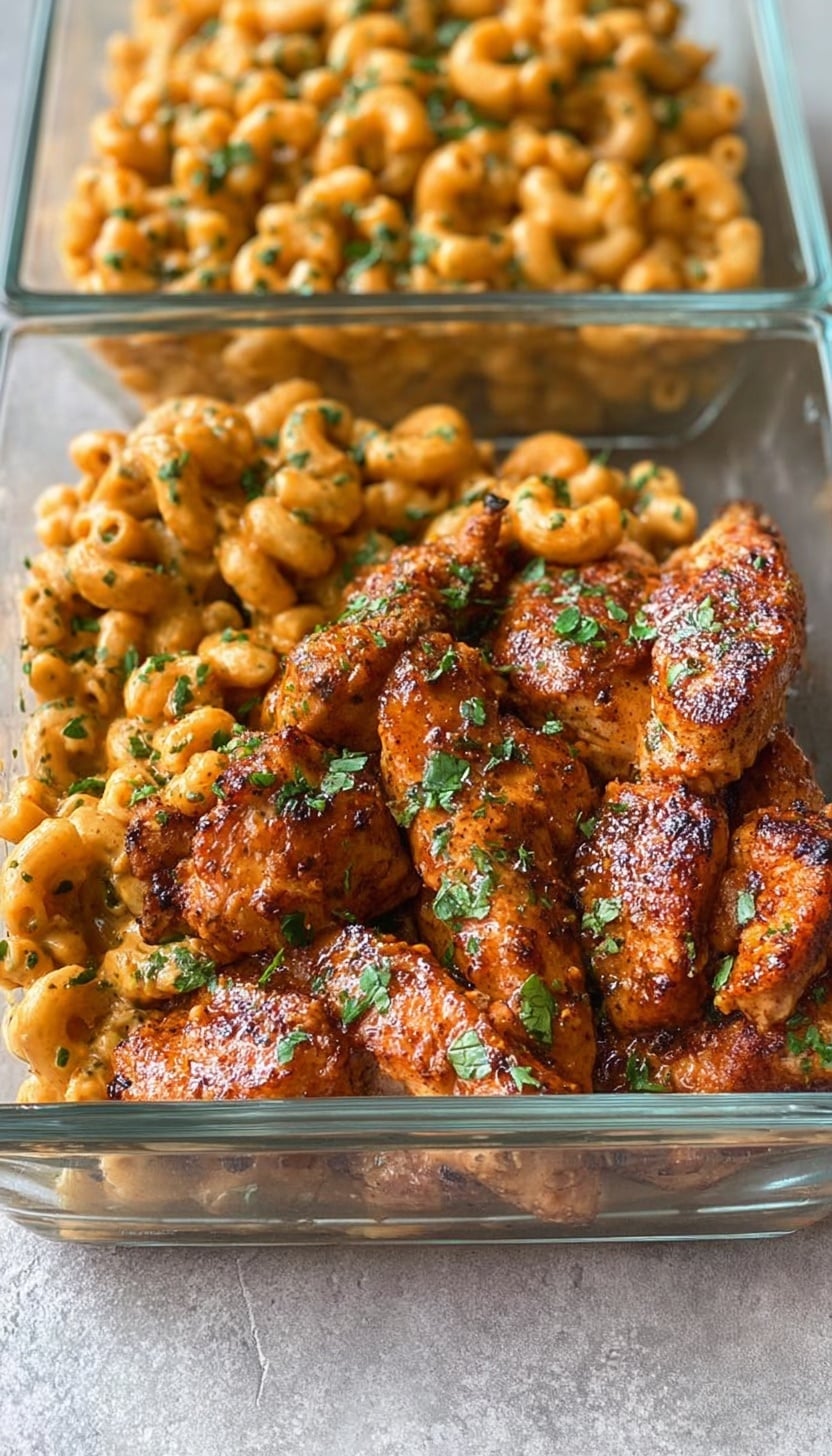 High-Protein Honey Garlic Butter Chicken with Mac & Cheese Recipe - Recipe Image