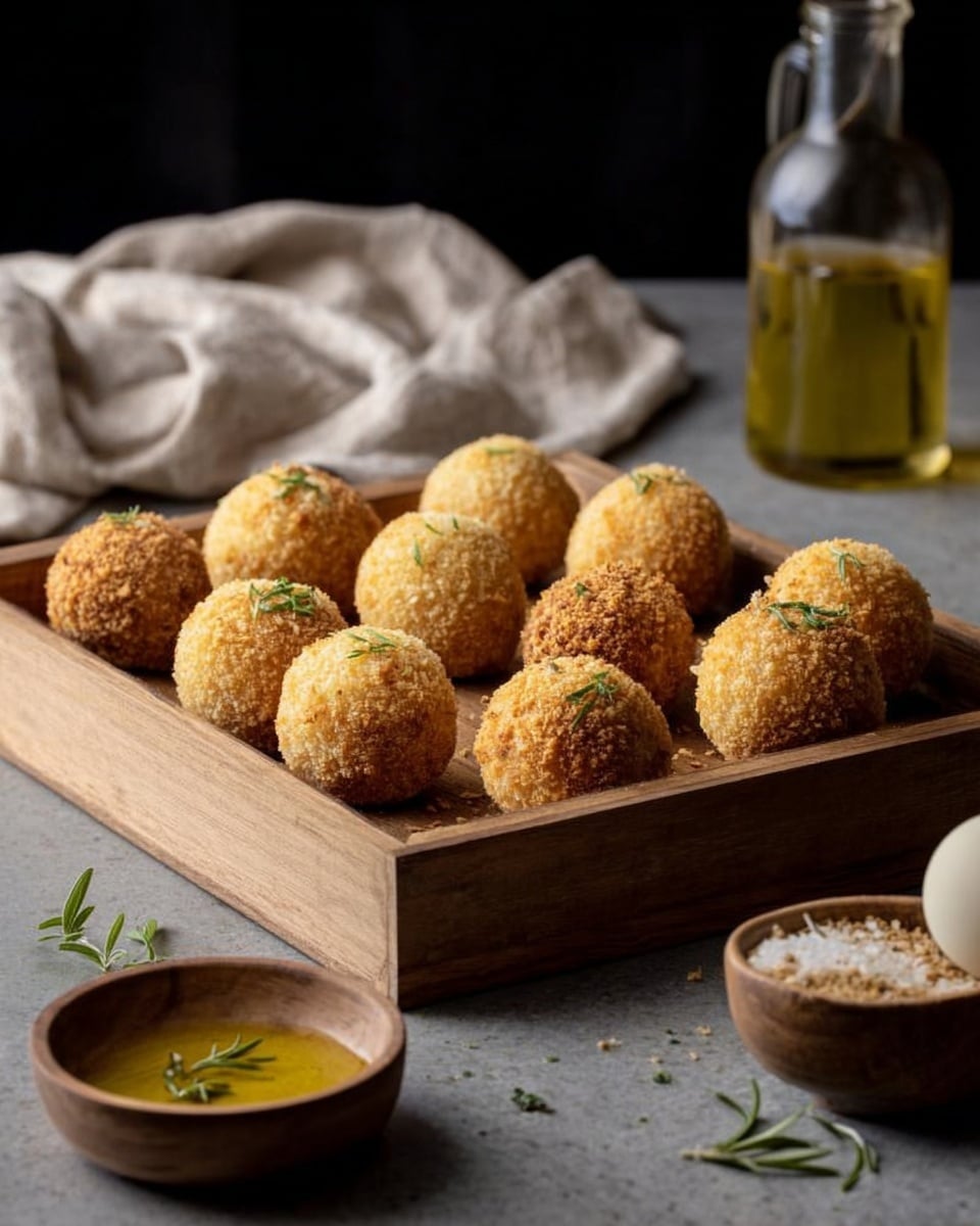 Crispy Baked Arancini with Mozzarella and Parmesan Recipe - Recipe Image