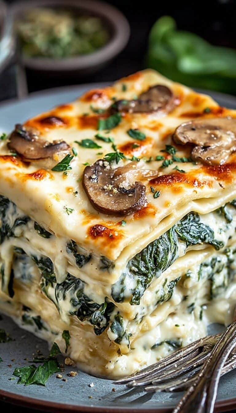 Creamy Spinach Mushroom Lasagna Recipe
