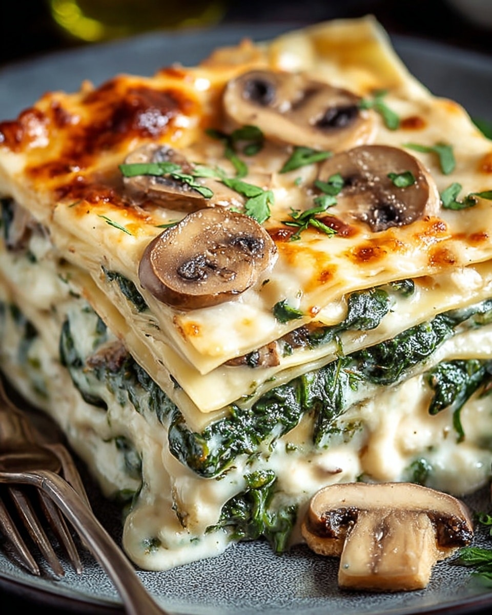 Creamy Spinach Mushroom Lasagna Recipe - Recipe Image