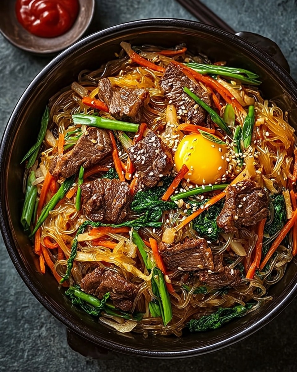 Japchae (Korean Sweet Potato Noodles Stir-Fry) Recipe - Recipe Image