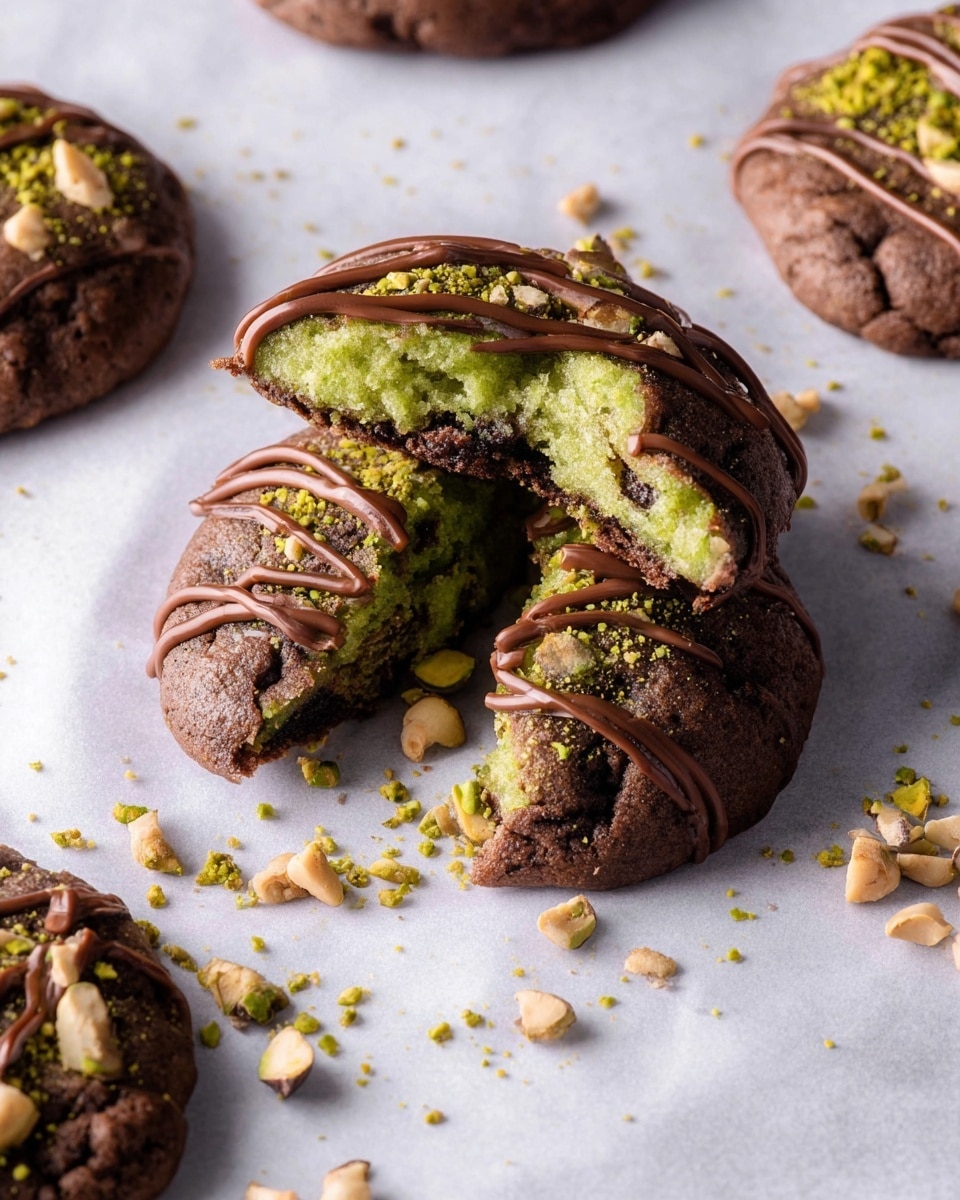 Chocolate Pistachio Kunafa Cookies Recipe - Recipe Image