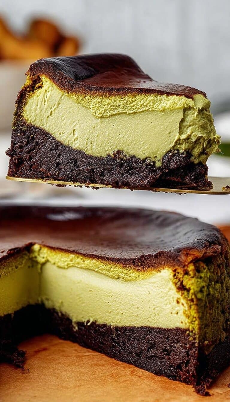 Pistachio Brownie Basque Cheesecake Recipe