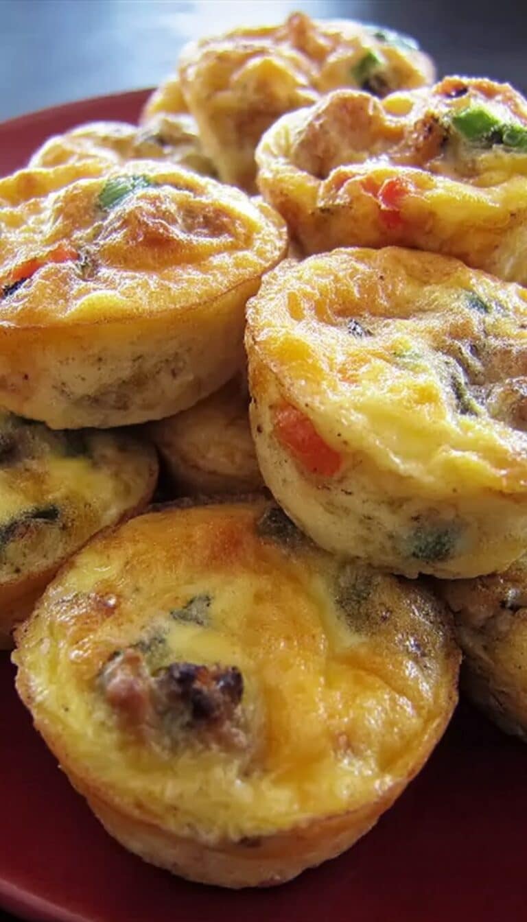 Three Cheese Sausage Egg Muffins with Vegetables Recipe