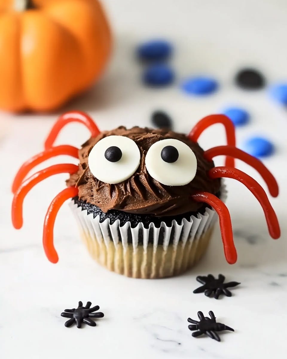 Easy Halloween Cupcakes with Spider, Worm, and Graveyard Decorations Recipe - Recipe Image