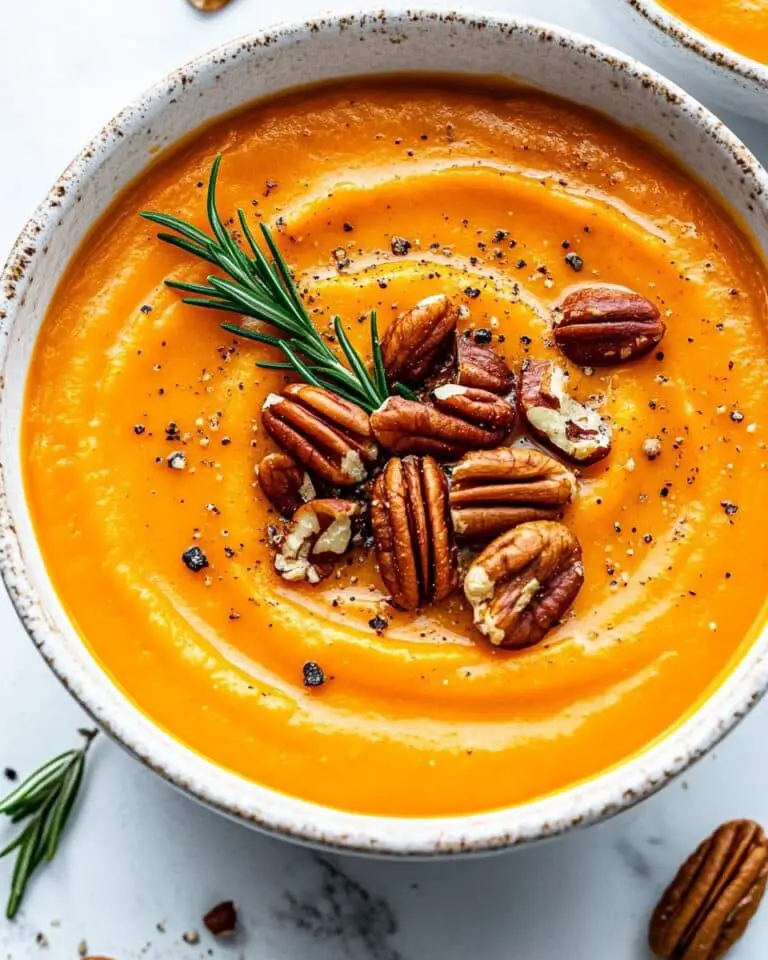 Creamy Pumpkin Sweet Potato Soup with Ginger and Spices Recipe