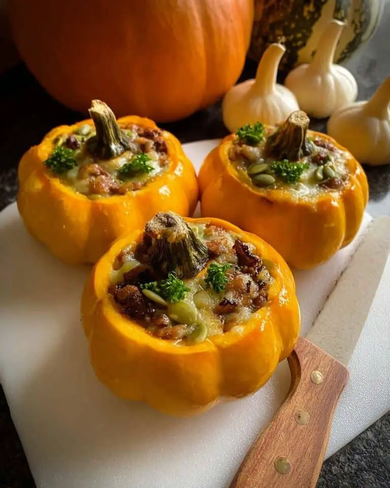 Stuffed Mini Pumpkins with Mushrooms, Walnuts, and Cheese Recipe