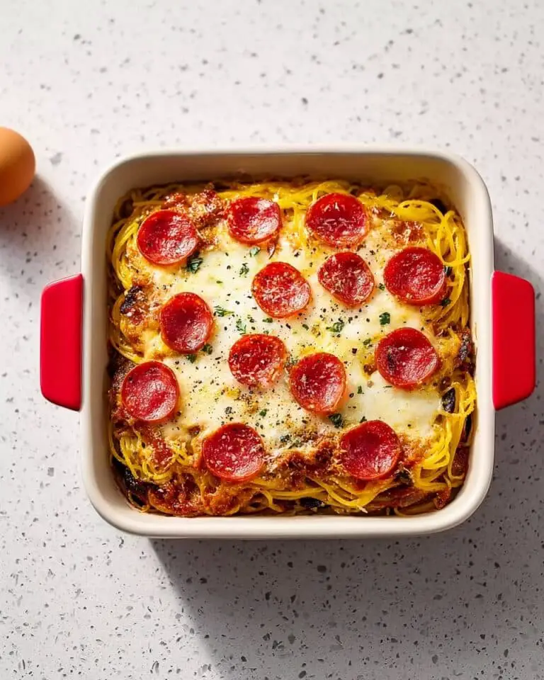 Spaghetti Pizza with Pepperoni and Mozzarella Recipe