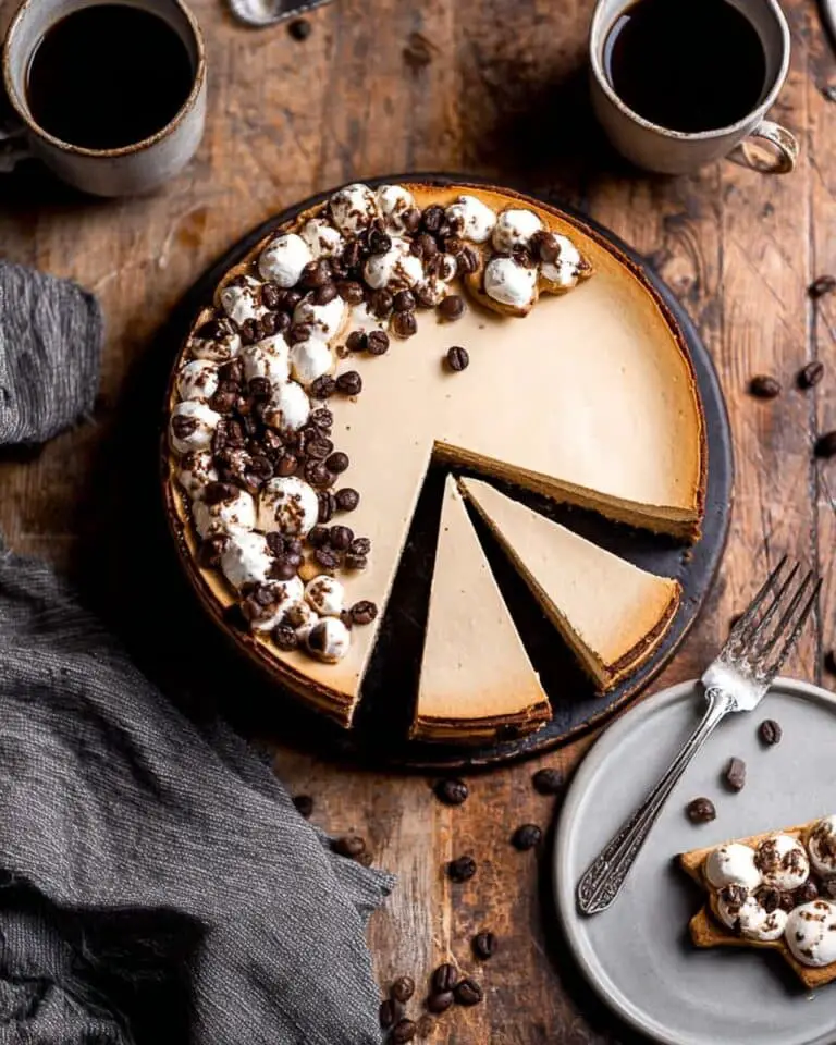 Baked Coffee Cheesecake with Coffee Infused Graham Cracker Crust Recipe