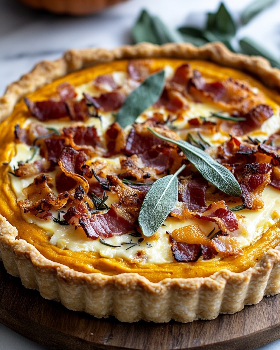 Pumpkin, Ricotta & Caramelized Onion Tart with Bacon and Sage Recipe - Recipe Image