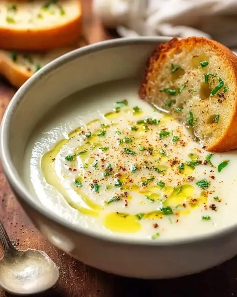 Comforting Garlic Soup with Sage and Garlic-Mayonnaise Recipe