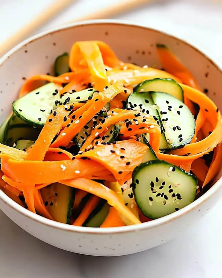 Cucumber Carrot Salad with Sesame, Garlic, and Lemon Dressing Recipe