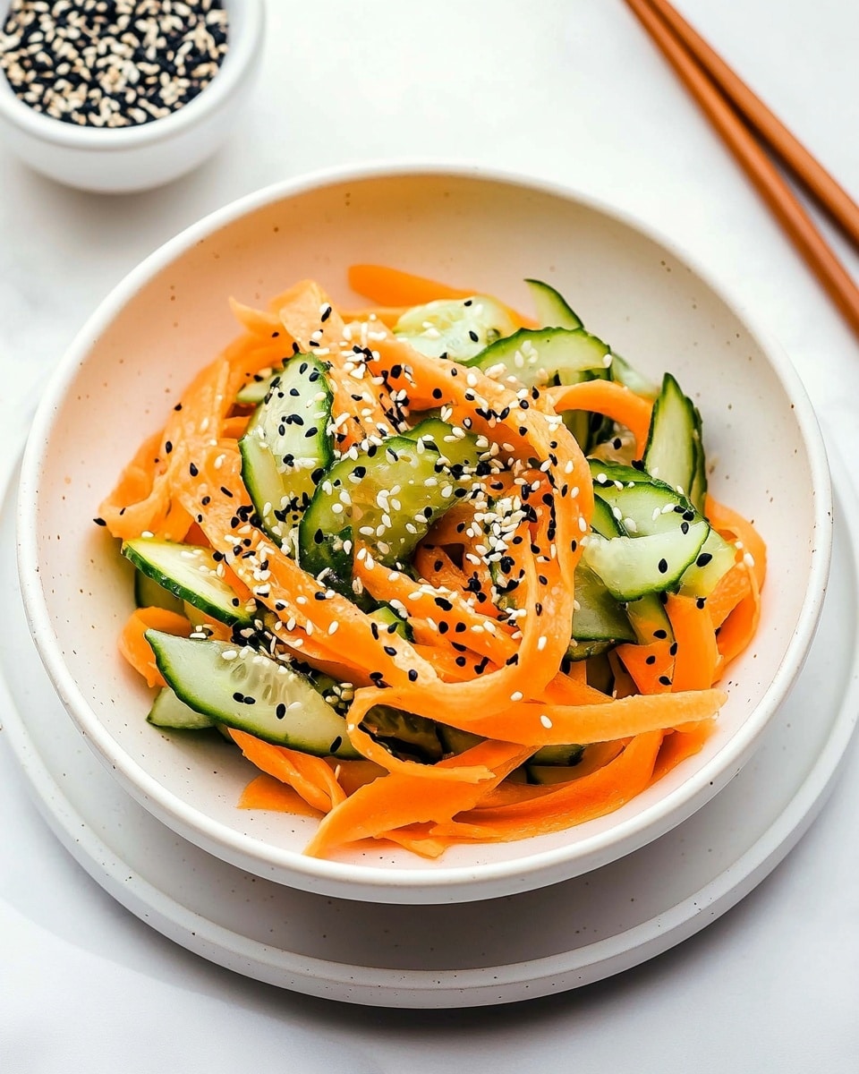 Cucumber Carrot Salad with Sesame, Garlic, and Lemon Dressing Recipe - Recipe Image
