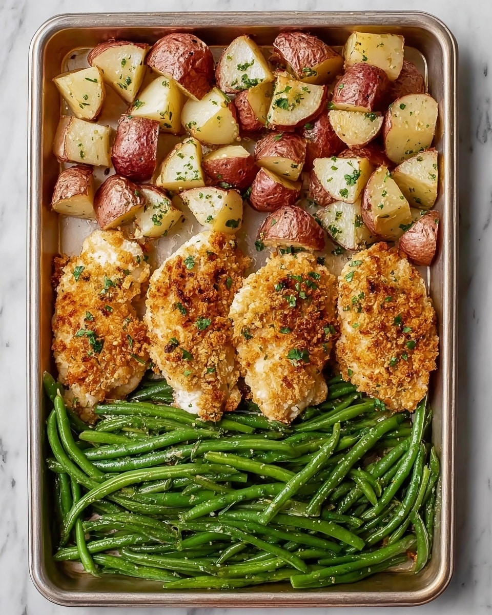Parmesan Crusted Chicken Sheet Pan Dinner Recipe - Recipe Image