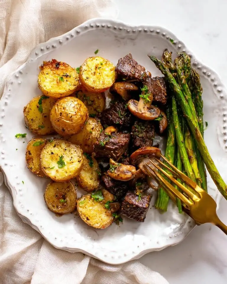 Steak Tips With Roasted Potatoes and Asparagus Recipe