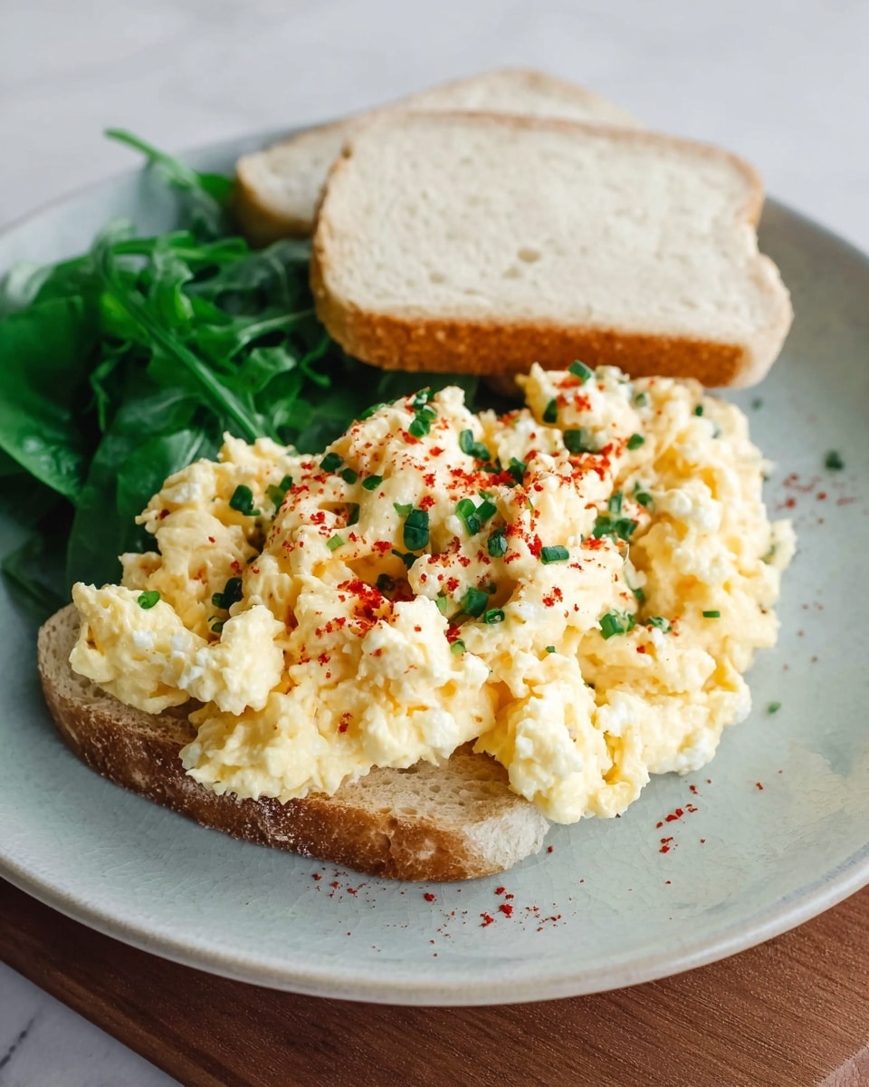Creamy Ricotta Spinach Scramble with Toasted Sourdough Recipe - Recipe Image
