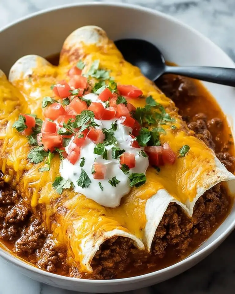 Savory Ground Beef Enchiladas with Cheddar and Enchilada Sauce Recipe