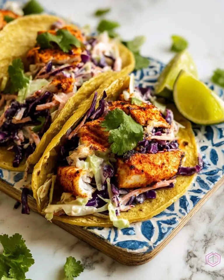 Baja Fish Tacos with Fresh Slaw and Creamy Sauce Recipe