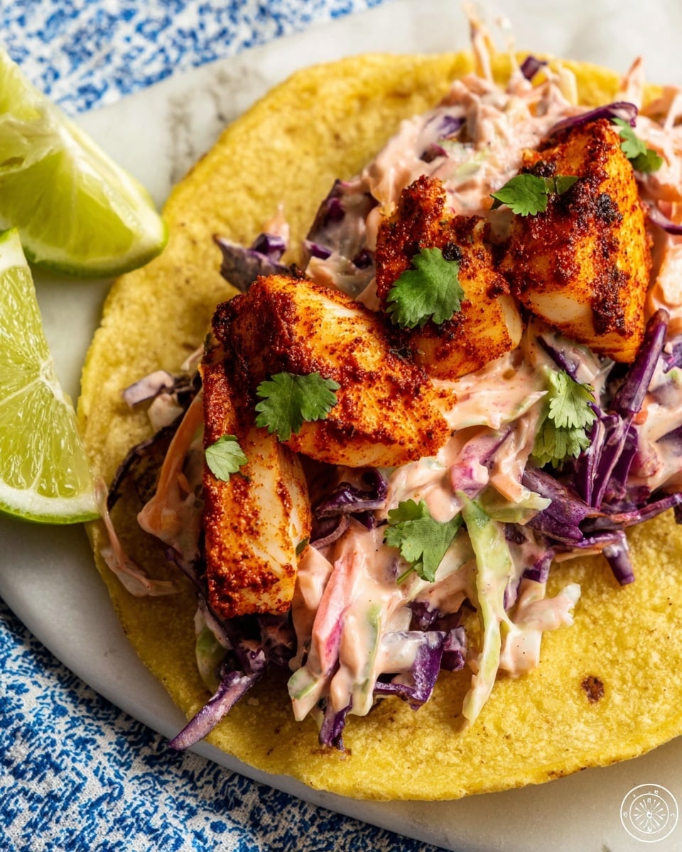 Baja Fish Tacos with Fresh Slaw and Creamy Sauce Recipe - Recipe Image