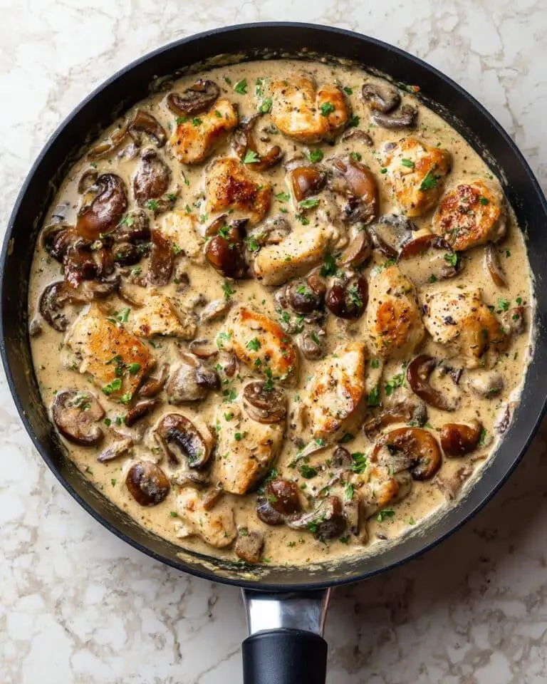 Creamy Chicken Stroganoff with Egg Noodles and Mushrooms Recipe