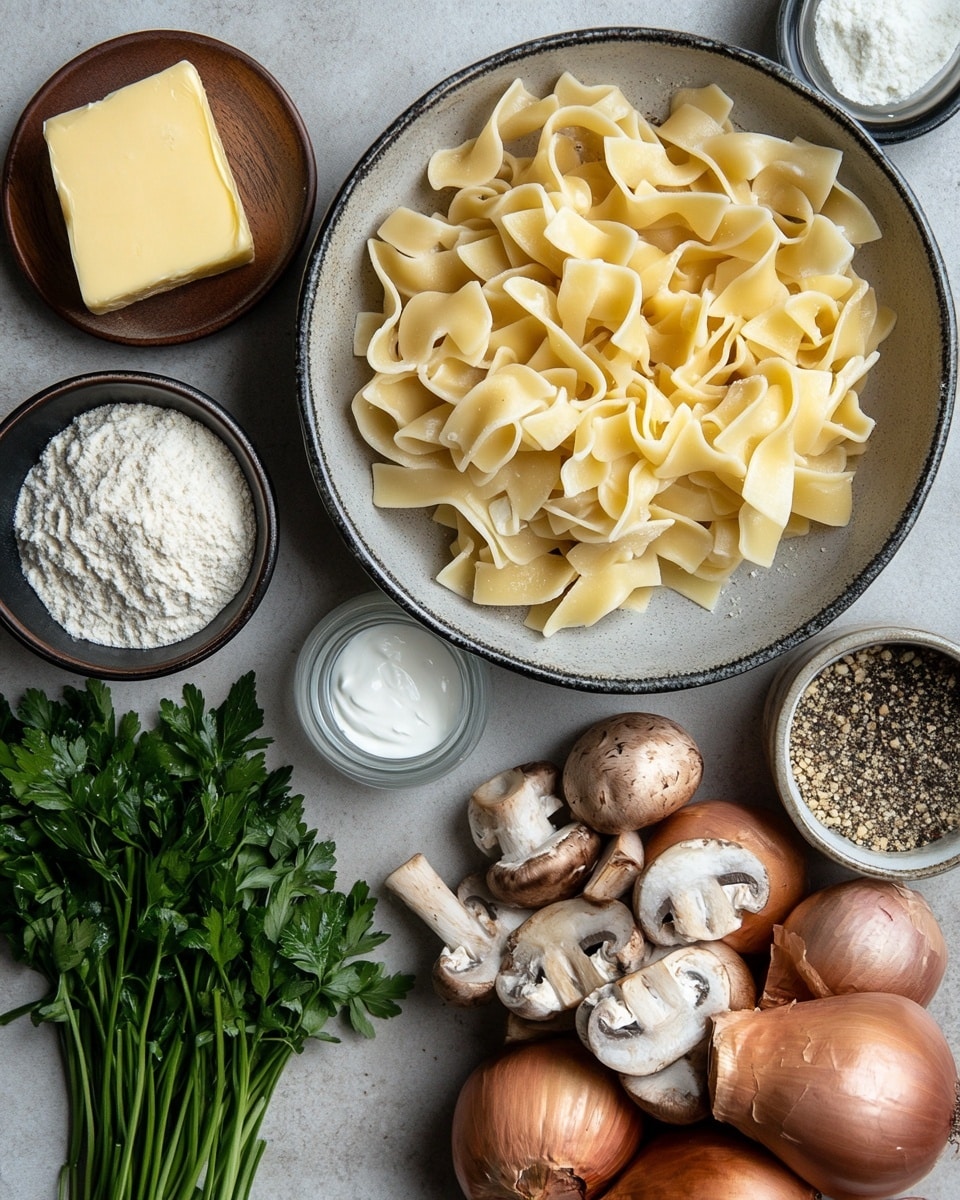 Creamy Chicken Stroganoff with Egg Noodles and Mushrooms Recipe - Recipe Image