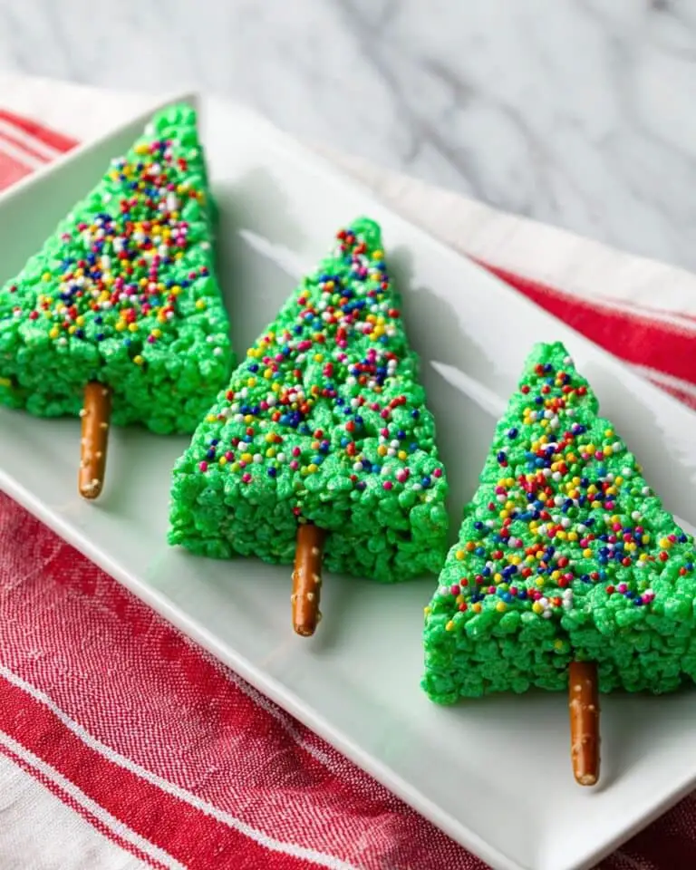 Festive Green Rice Krispie Christmas Tree Treats Recipe