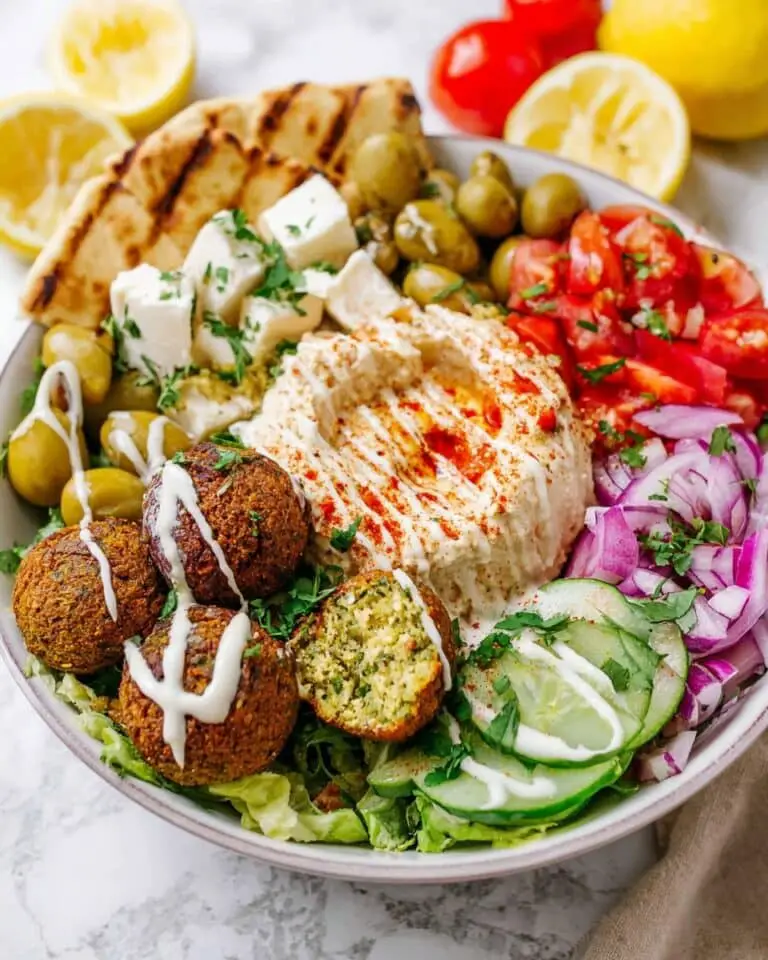 Mediterranean Bowl with Falafel, Feta, and Tahini Sauce Recipe
