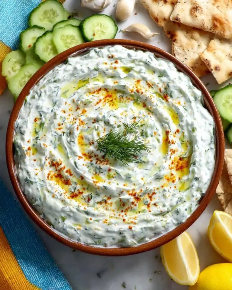 Creamy Homemade Tzatziki Dip with Fresh Cucumber and Herbs Recipe