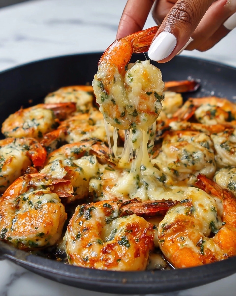 Stuffed Shrimp with Crab, Spinach, Artichokes, and Garlic Butter Dill Sauce Recipe - Recipe Image