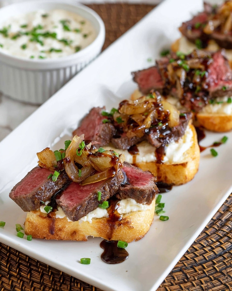 Grilled Steak Crostini with Horseradish Sauce Recipe - Recipe Image
