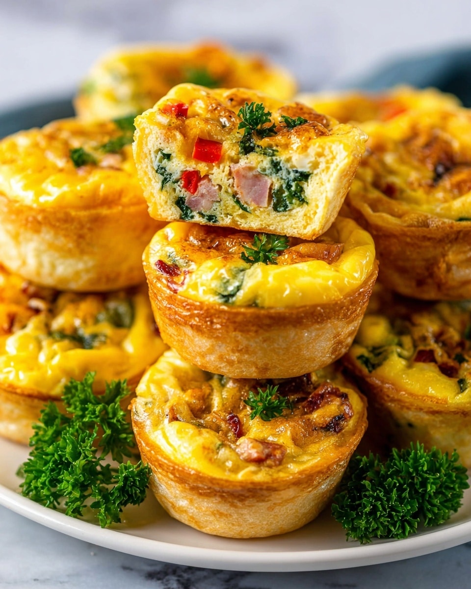 Mini Quiche Recipes with Spinach, Ham & Cheese, and Bacon Toppings Recipe - Recipe Image