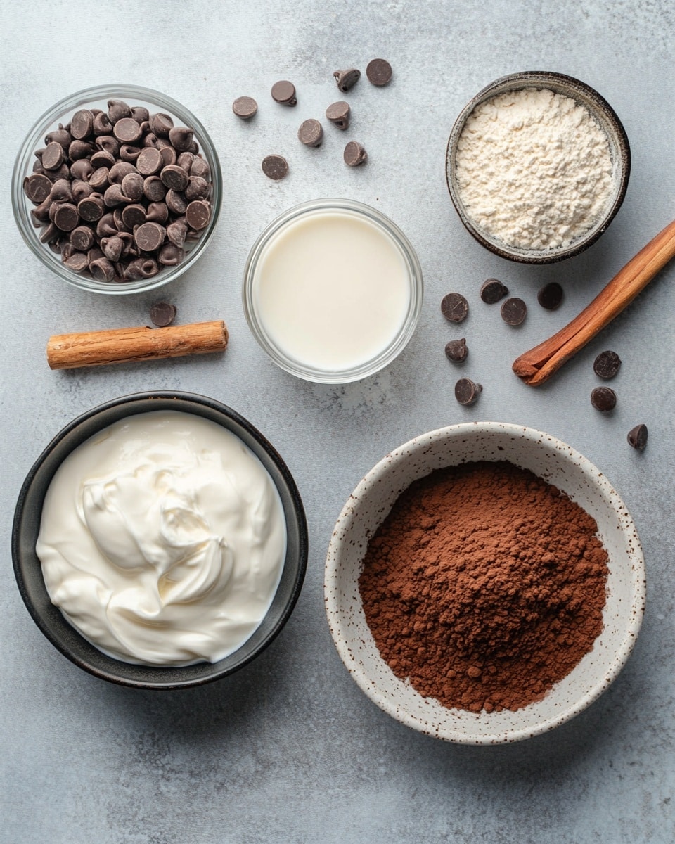 Two large white mugs filled with dark brown hot chocolate sit on a white marbled surface. The mugs are topped with a thick layer of small, soft white marshmallows that cover the hot chocolate completely. In the foreground, one mug is closer, showing the rich, smooth drink beneath the marshmallows, while the other mug is slightly blurred in the background. Around the mugs, there are festive decorations like pine branches and pinecones with red berries, and a red and white striped candy cane rests near the front mug. Photo taken with an iphone --ar 4:5 --v 7