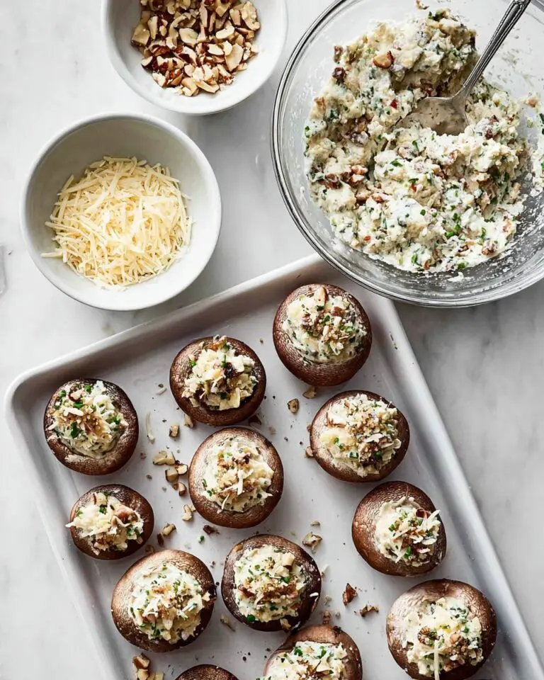 Creamy Garlic Parmesan Stuffed Mushrooms with Pecans Recipe