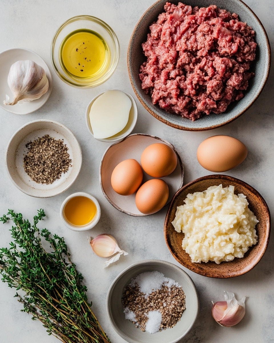The image shows six round meat pies with a shiny golden-brown crust arranged on a wooden board with a white marbled surface underneath. Each pie has a flaky top layer with a crisscross pattern engraved on it, and the edges are neatly crimped. One pie in the front is cut open, revealing a dark brown, juicy ground meat filling inside, bordered by a thick, light-colored pastry crust. There are small sprigs of green parsley placed around the pies, enhancing the presentation. Photo taken with an iphone --ar 4:5 --v 7