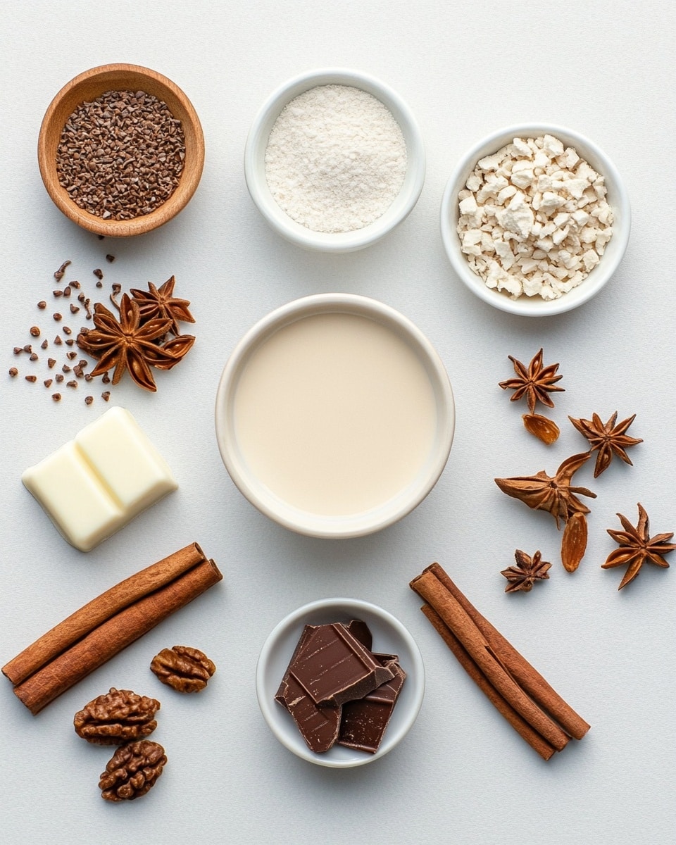 Two white ceramic cups with a soft brown rim are filled with creamy light beige chai tea, each topped with a dark brown star anise floating on the surface. The cup in the front sits on a small wooden square coaster, while behind it, the second cup is slightly blurred. To the right, a cinnamon stick lies on a white marbled surface, with a white plate holding additional spices softly blurred in the background. Warm yellow lights create a cozy, soft bokeh effect in the background. Photo taken with an iphone --ar 4:5 --v 7