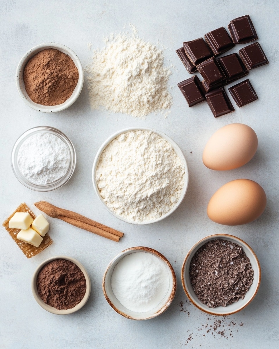 The image shows a stack of three chocolate cookies dusted with white powdered sugar, placed on a wire rack over a white marbled surface. The top cookie is broken in half, revealing a soft, dark brown inner texture with a shiny, smooth dollop of melted chocolate in the center. The powdered sugar is cracked around the edges, creating a textured pattern on the cookie surface. In the blurred background, more cookies dusted with powdered sugar are visible, placed in a white tray. Photo taken with an iphone --ar 4:5 --v 7