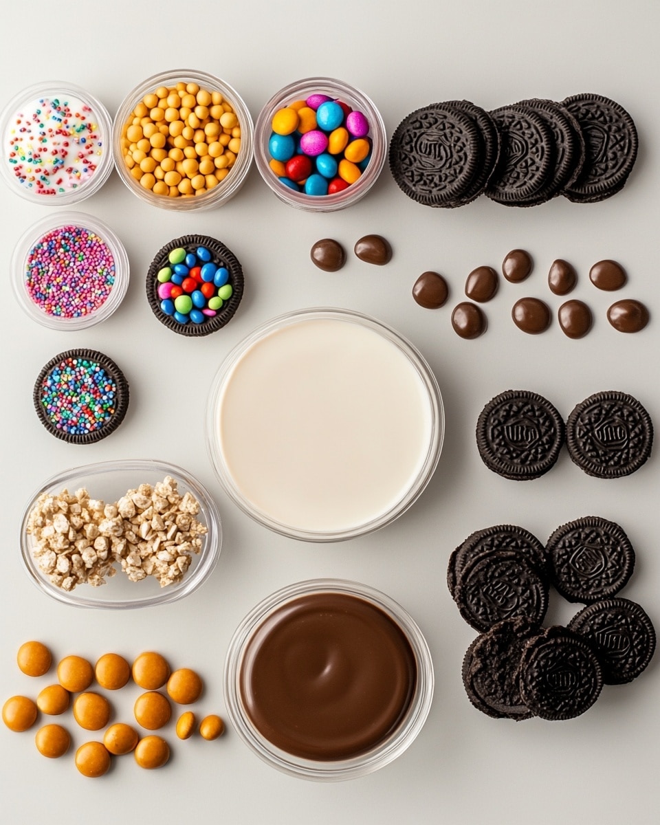 The image shows Christmas ornament-shaped cookies on a white marbled surface with a crinkled white paper underneath. Each cookie has two main layers: a smooth base layer coated in either white or red icing, and a small chocolate candy attached on the side to mimic the ornament’s top. The white iced cookies are topped with small red, green, and white round sprinkles scattered evenly, while the red iced cookies have similar sprinkles but fewer in number. In the background, there is a small bowl filled with matching red, green, and white round sprinkles and a frosted pine branch wrapped in burlap. The light is soft and warm, adding a cozy festive feel to the scene, photo taken with an iphone --ar 4:5 --v 7