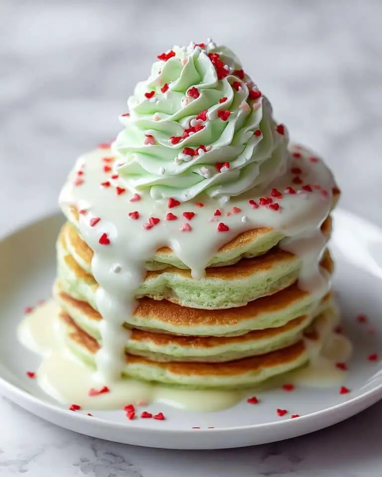 Grinch Green Pancakes with Cream Cheese Icing Recipe