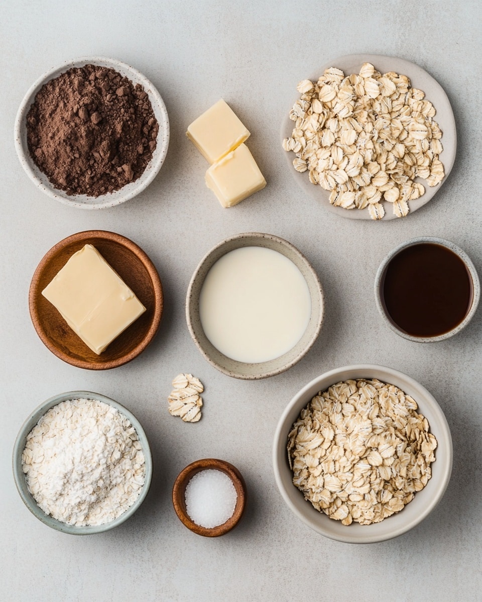 The image shows a stack of three dark brown oat cookies with rough, chunky textures, placed directly on a white marbled surface. Each cookie appears thick and uneven with visible oat flakes tightly held together by a chocolate coating, creating a glossy yet bumpy surface. The background is softly blurred with warm brown tones that highlight the cookies' rich chocolate color. A small oat flake crumb lies on the surface near the bottom left of the stack. photo taken with an iphone --ar 4:5 --v 7