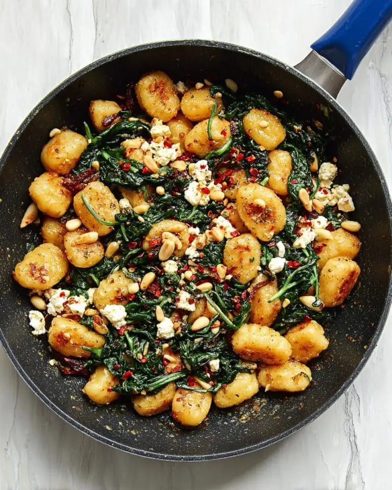 Crispy Gnocchi with Spinach, Feta, and Fresh Herbs Recipe