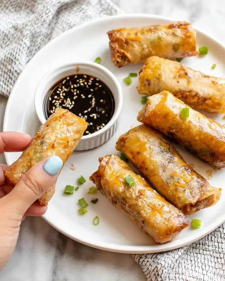 Crispy Air Fryer Rice Paper Rolls with Soy-Sesame Dipping Sauce Recipe