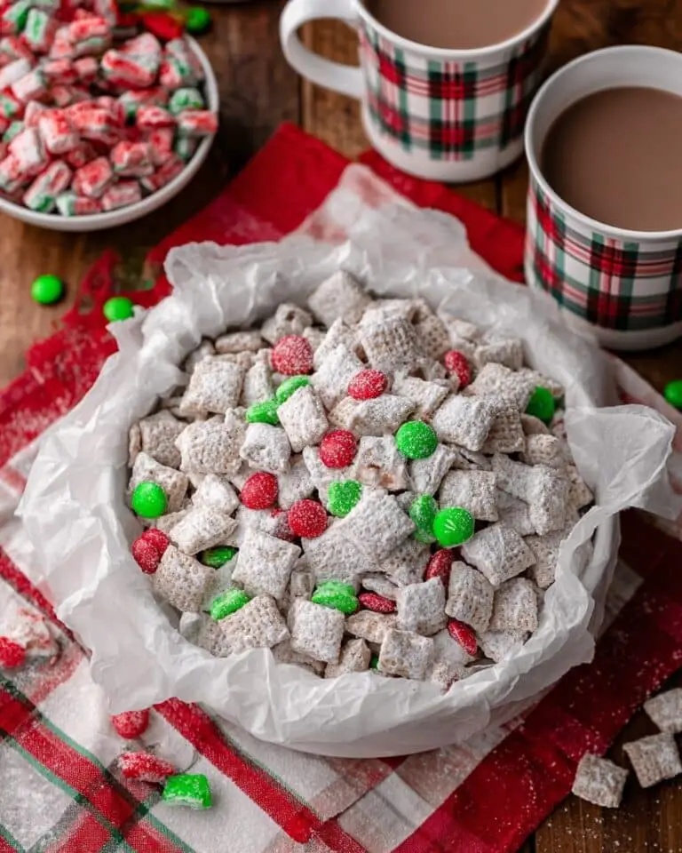 Festive Christmas Puppy Chow with Chocolate, Peanut Butter, and Sprinkles Recipe