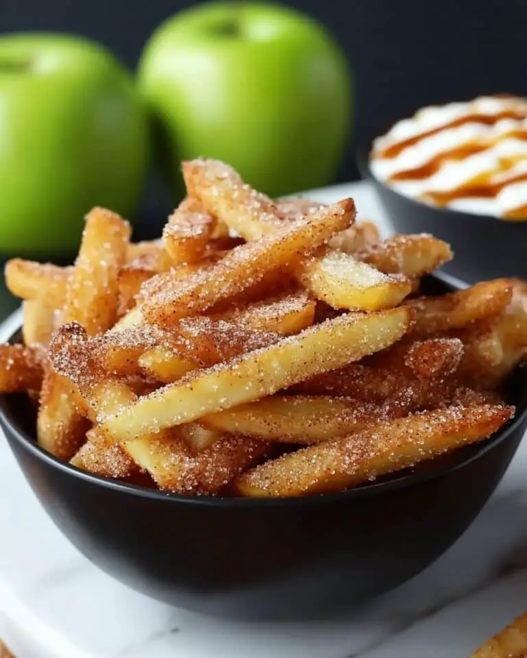 Crispy Air Fryer Apple Fries with Cinnamon Sugar & Dipping Sauces Recipe