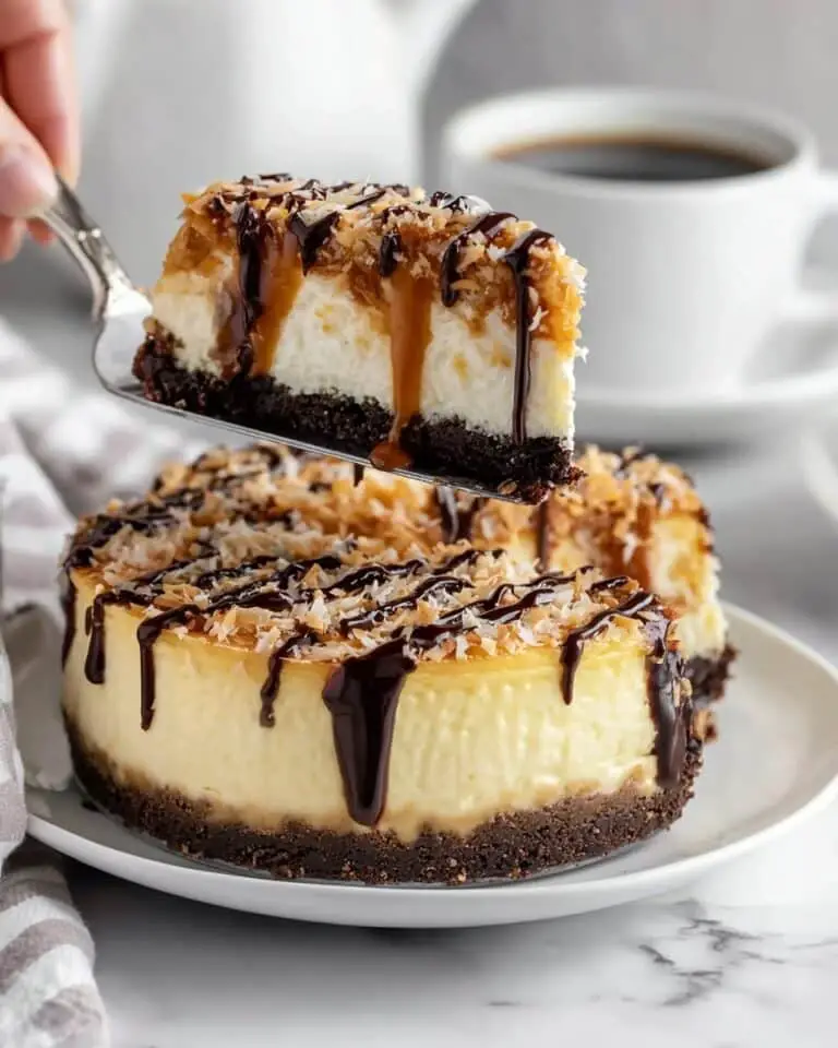 Samoa Cheesecake with Coconut Topping Recipe