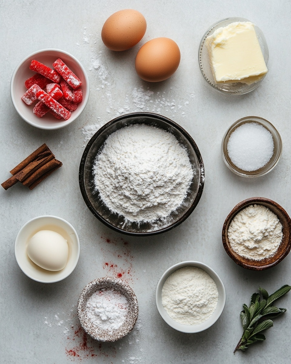 The image shows round cookies shaped like rings with twisted stripes. Each cookie has two layers twisted around each other: one is red with a sugar crystal texture, and the other is a light beige color also covered with sugar crystals. The cookies have a soft, slightly grainy texture and are placed on a white marbled surface. The focus is close up on one cookie in front, with parts of other cookies visible behind it. Photo taken with an iphone --ar 4:5 --v 7