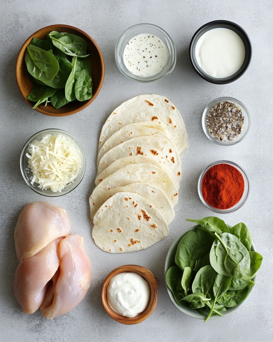 Four wraps are shown on a wooden board, each wrapped in a golden-brown toasted tortilla. Inside, the first visible layer is white sauce with a creamy texture, followed by a layer of fresh green leafy lettuce. Above the lettuce are pieces of grilled light brown chicken, surrounded by small chunks of red tomato. The tortillas have some dark brown grilled spots, adding texture to their surface. In the background, there is a blurred bowl of white sauce. The whole setting is on a white marbled surface. photo taken with an iphone --ar 4:5 --v 7